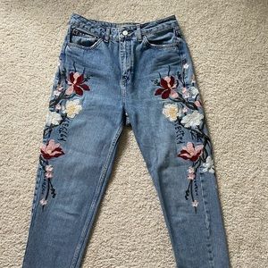 Topshop Mom jean with floral embroidering